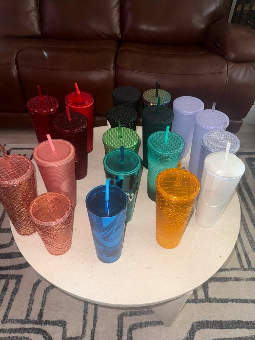 Assorted Textured Reusable Tumbler with Straw - Mixed Colors